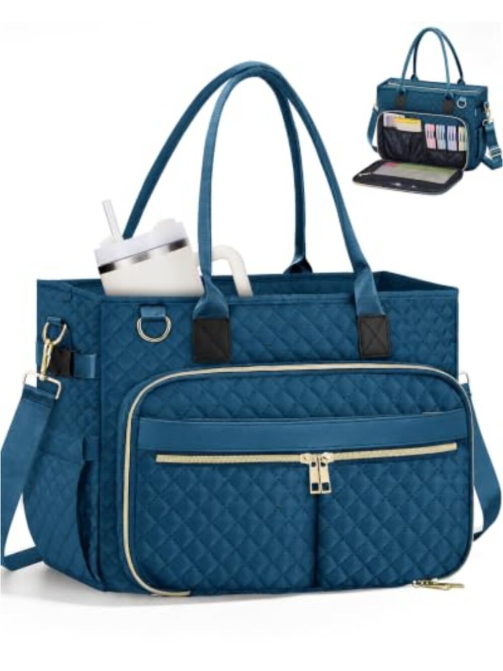 FIORETTO Teacher Tote Bag with Laptop Compartment, Fits 15.6" Laptop, Insulated